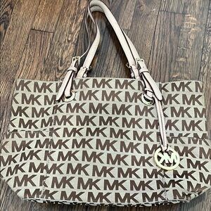 Michael Kors Signature Brown and Cream Tote